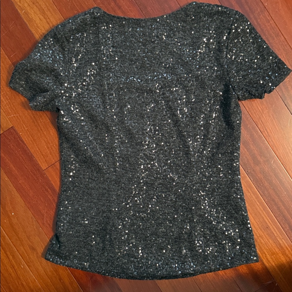 Peruvian Connection Black Sequin Short Sleeve Top… - image 5